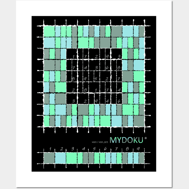 Mydoku_W001_V001_003_F&B: Sudoku, Sudoku coloring, logic, logic puzzle, holiday puzzle, fun, away from screen Wall Art by Mydoku